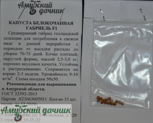 картинка АБП Капуста б/к Габриель F1 , 10 с./10 (,2,5-3,0 кг,среднеран) от магазина Амурский дачник+